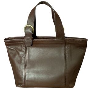 Y2K Coach Classic Chocolate Brown Mini Leather Tote Bag with Crossbody Strap